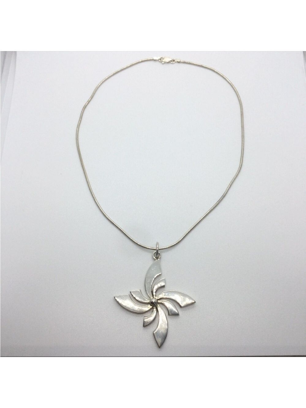 LARGE STERLING SILVER STAR PENDANT STATEMENT NECKLACE FF DESIGNER - Picture 2 of 6